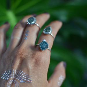 Natural Raw Seraphinite silver ring