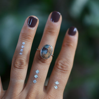 Pale Blue Impression Jasper silver ring