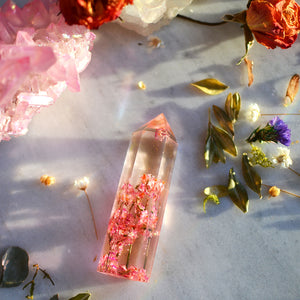 Pressed flower crystal, Coral limonium