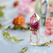 Load image into Gallery viewer, ROSE Floral crystal point, faux clear quartz crystal
