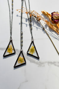 Triangle Glass pendant - Queen Annes lace
