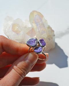 Charoite Lilac stone Silver ring