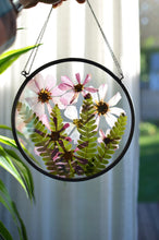 Load image into Gallery viewer, Round pressed flower wall hanging - Cosmos/Fern