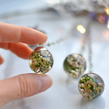 Load image into Gallery viewer, Pink Rice flower silver Sphere Pendant
