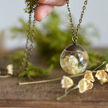 Load image into Gallery viewer, Lily of the valley necklace Mom gift real flower jewelry eco resin jewelry terrarium necklace mothers day gift