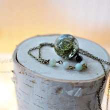 Load image into Gallery viewer, Beautiful Norwegian reindeer moss is encased in the resin sphere perfectly preserving its natural structure and gorgeous rich green color. 