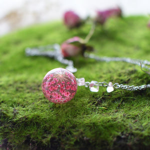 Pressed flower terrarium jewelry botanical necklace Mothers day gift