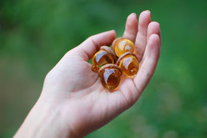  cute acorn pendant with the real wooden cap and amber resin body. 