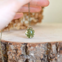 Load image into Gallery viewer, (Wholesale) Real Moss necklace small sphere, 18&quot; bronze