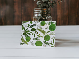 Green Leaves Mix  - Pressed flower collection card
