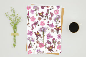 (Wholesale) Pink Flower Mix - Pressed flower collection card