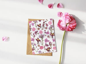 (Wholesale) Pink Flower Mix - Pressed flower collection card