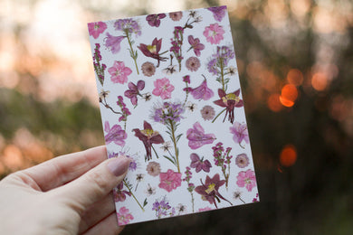 Pink Flower Mix - Pressed flower collection card