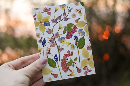 Spring Bleeding Hearts - Pressed flower collection greeting card