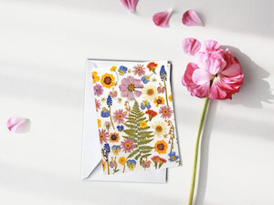 (Wholesale) Summer Garden Flowers - Pressed flower collection card