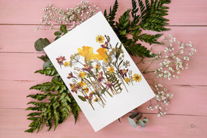 (Wholesale) Yellow Daffodils - Pressed flower collection card