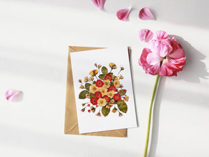 (Wholesale) Red Roses  - Pressed flower collection card