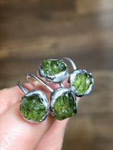 Load image into Gallery viewer, Green natural peridot August birthstone Silver ring