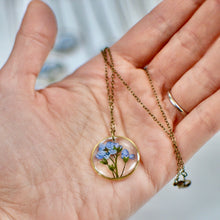 Load image into Gallery viewer, Forget me not brass pendant