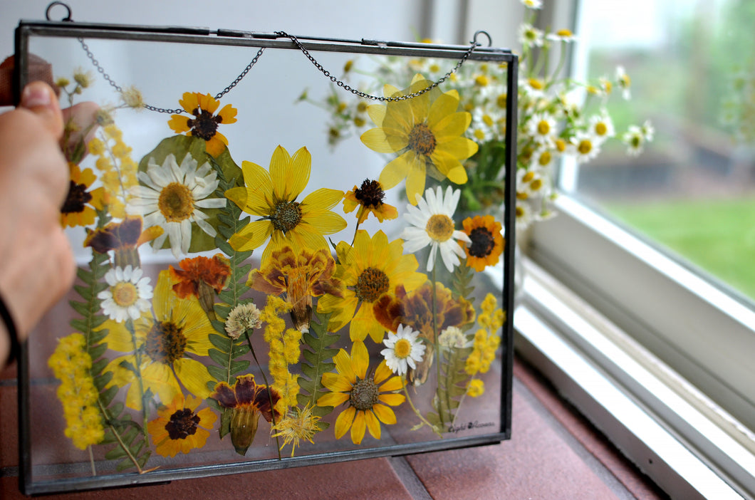 Pressed flower frame  -  Yellow mix