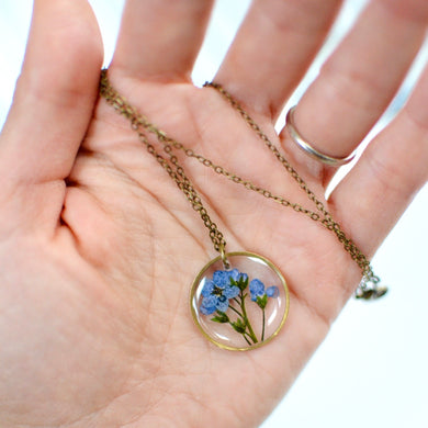 Forget me not brass pendant