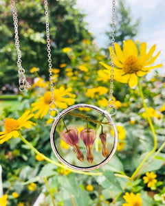 Eternal Summer botanical necklace - Pressed Bleeding heart blossom