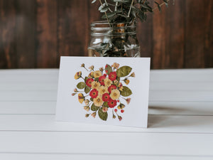 Red Roses  - Pressed flower collection card
