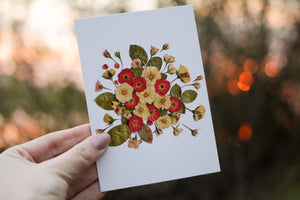 (Wholesale) Red Roses  - Pressed flower collection card