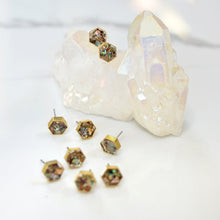 Load image into Gallery viewer, (Wholesale) Abalone Seashell Brass Hexagon Studs