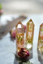 Load image into Gallery viewer, Lillt of the valley/Moss- Resin obelisk crystal point