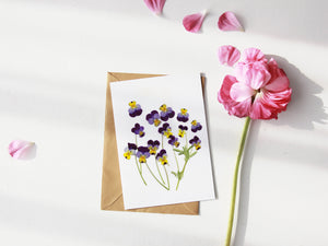 (Wholesale) Pansy Viola - Pressed flower collection card