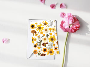 Yellow Flower Mix - Pressed flower collection card